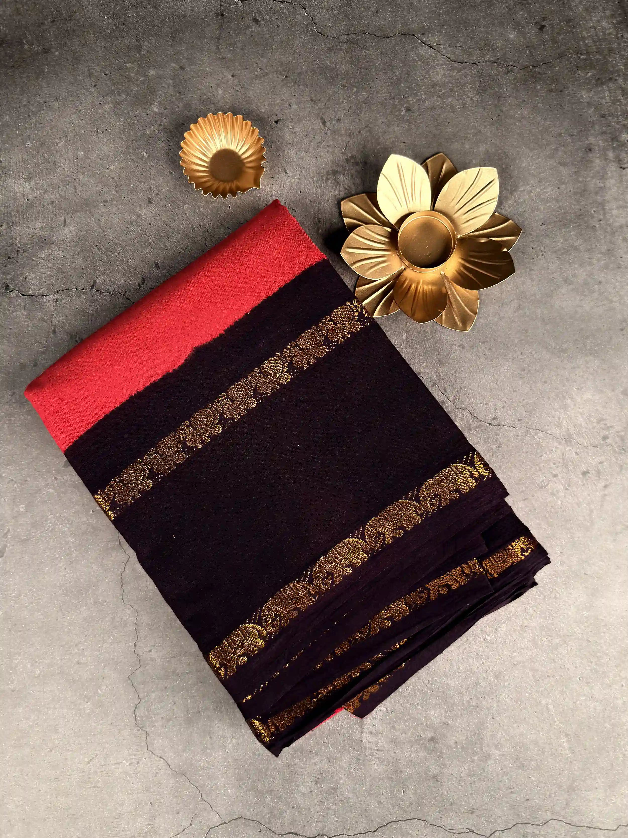 Premium Sungudi Cotton Saree | Hot Fuchsia with Deep Aubergine