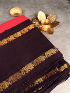 Premium Sungudi Cotton Saree | Hot Fuchsia with Deep Aubergine