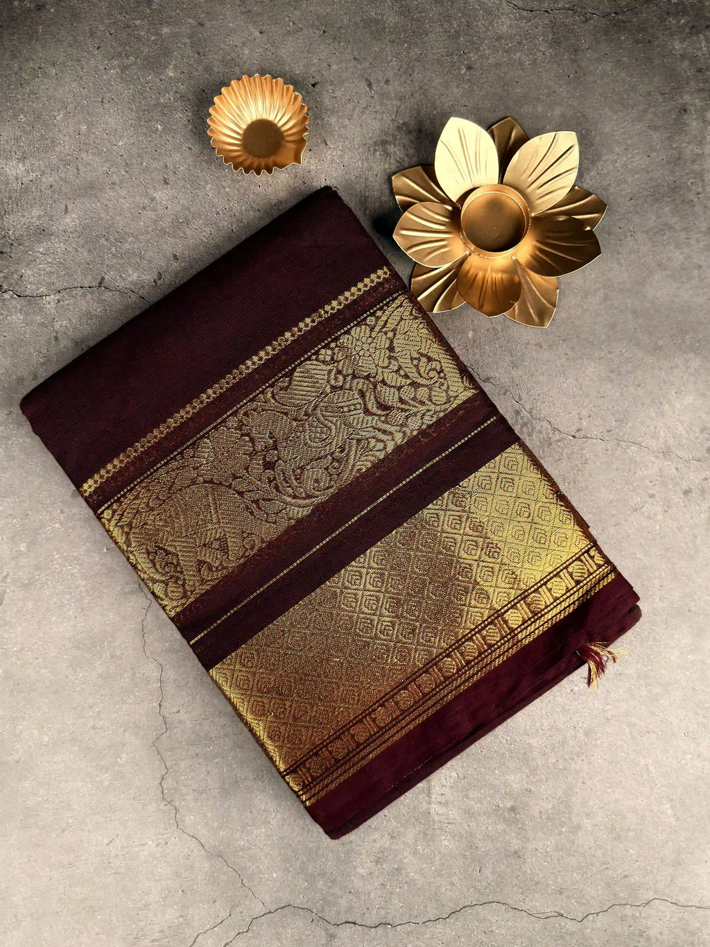 Premium Chettinad Cotton Saree | Deep Wine Maroon