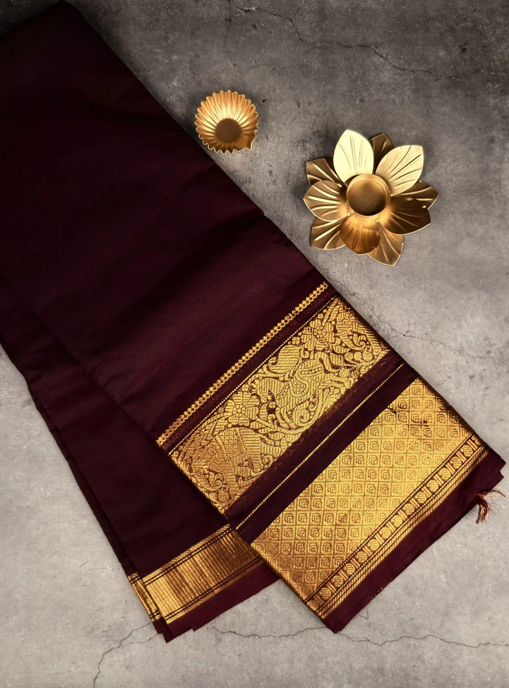 Premium Chettinad Cotton Saree | Deep Wine Maroon